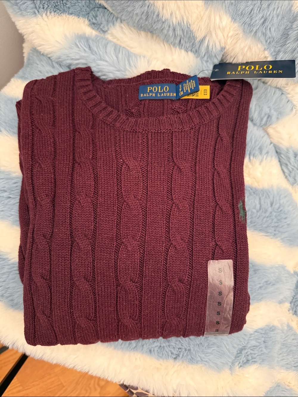 Polo by Ralph Lauren Burgundy Cable-Knit cotton Sweater